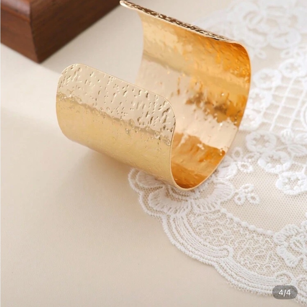 Zara Textured Gold Cuff Bracelet - Picture 4 of 6
